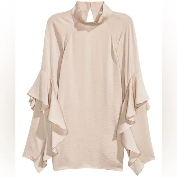 H&M CONSCIOUS Satin Blouse with Ruffle Sleeves size 12 - Picture 1 of 11